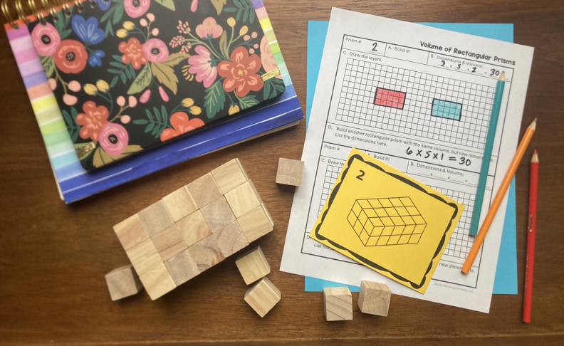 Hands on volume activity with manipulatives 